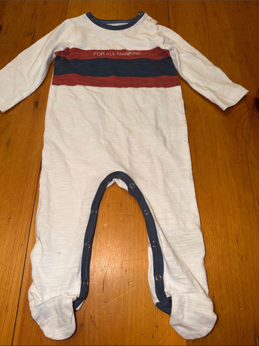 7 For All Mankind White Footed One-Piece Maroon and Navy 6-9 months